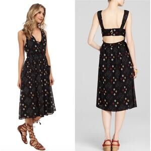 FREE PEOPLE Cotton Batiste Pocketful of Wildflower Open Back Lace-up Top Dress S